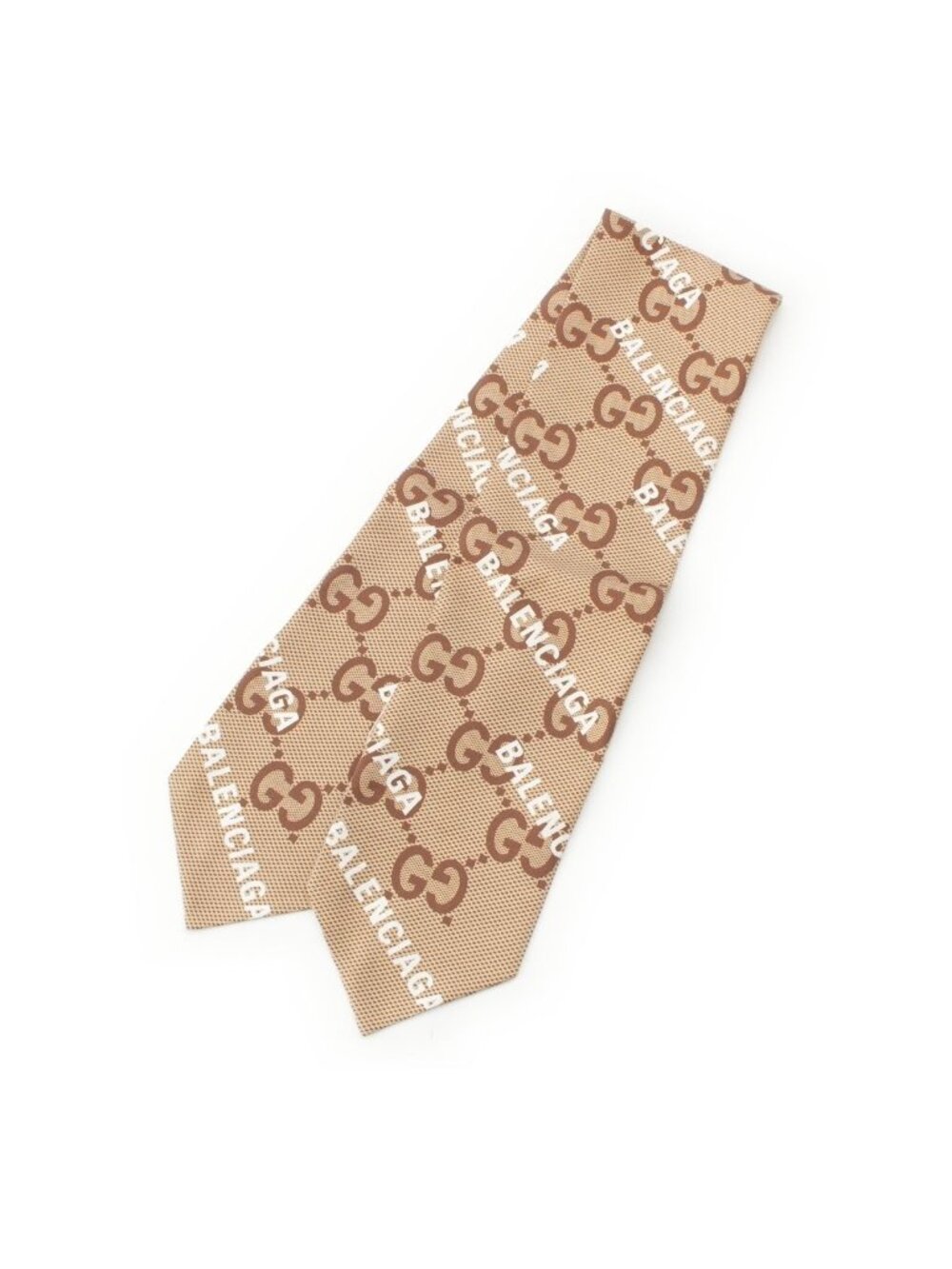 Gucci Silk the Hacker Maxi GG Neck Bow Scarf Beige